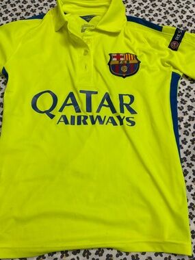 Bundle 3 for $25. Kids Neon Messi FC Barcelona Qatar Airways Polo Shirt. Size 12